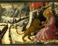 Fra Filippo Lippi and workshop - Saint Jerome and the Lion - Predella Panel